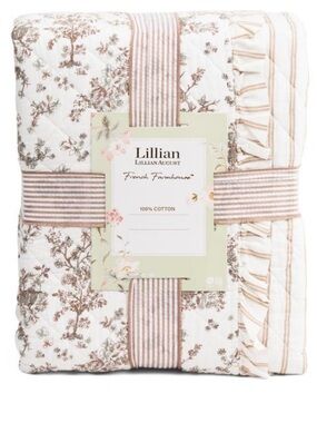 Lillian AUGUST HOME toile cotton percale quilt set